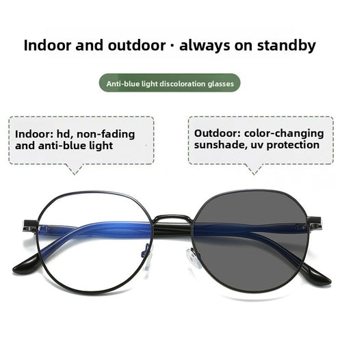 Anti Blue Light Photochromic Metal Frame Glasses