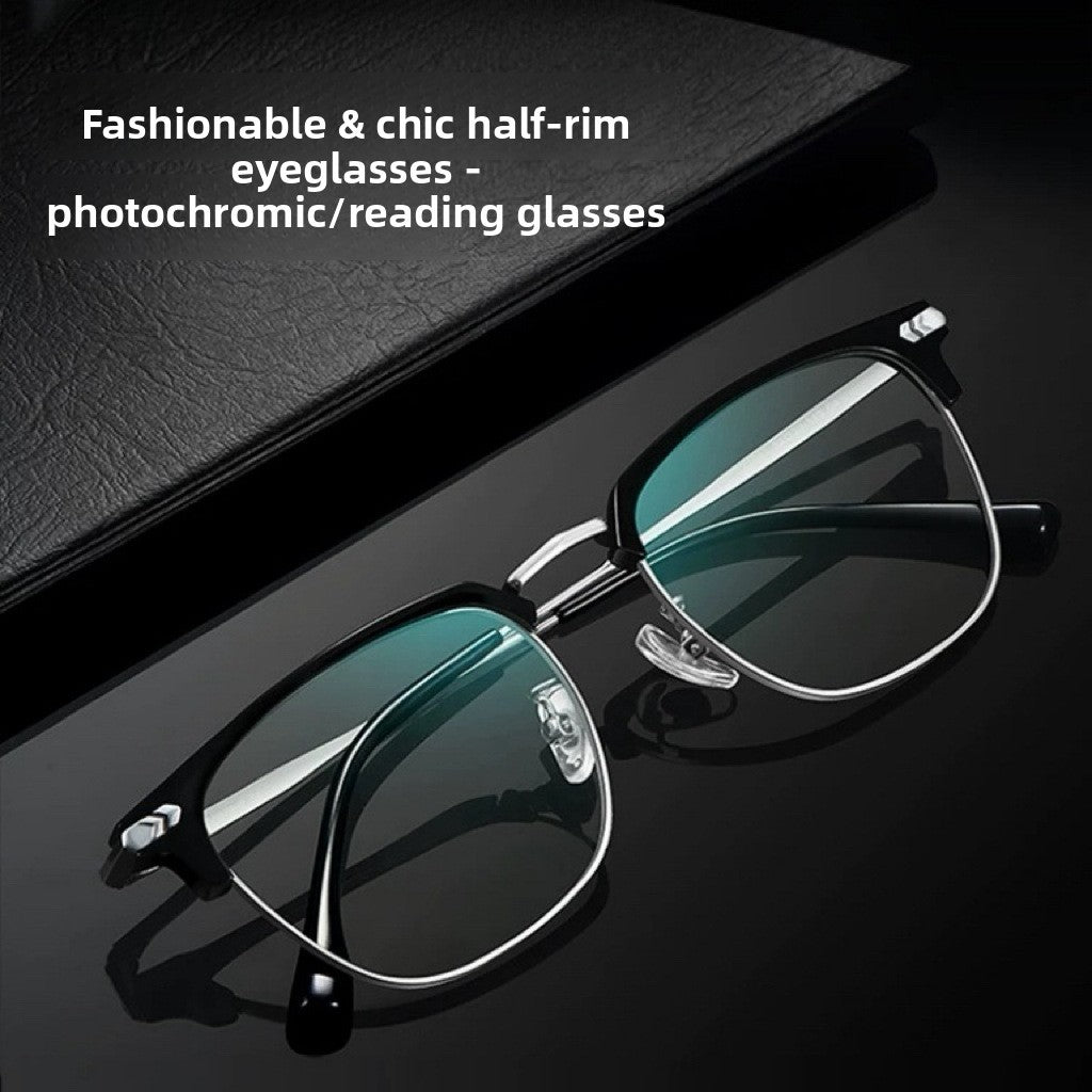 Elegant Half-Frame Reading Glasses with Anti-Blue Light and Anti-Fatigue Features